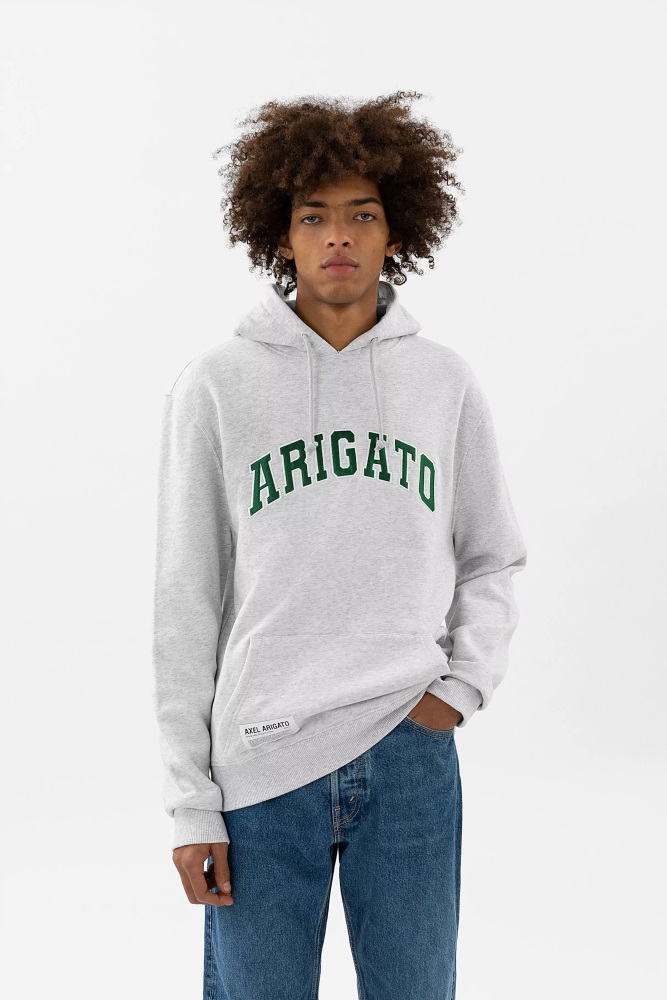 Hoodie Mit College-Logo Hellgrau Meliert Axel Arigato